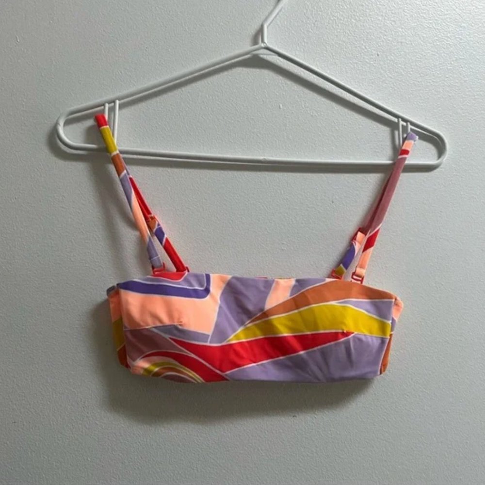 Aerie Printed Bandeau Bikini Top XS